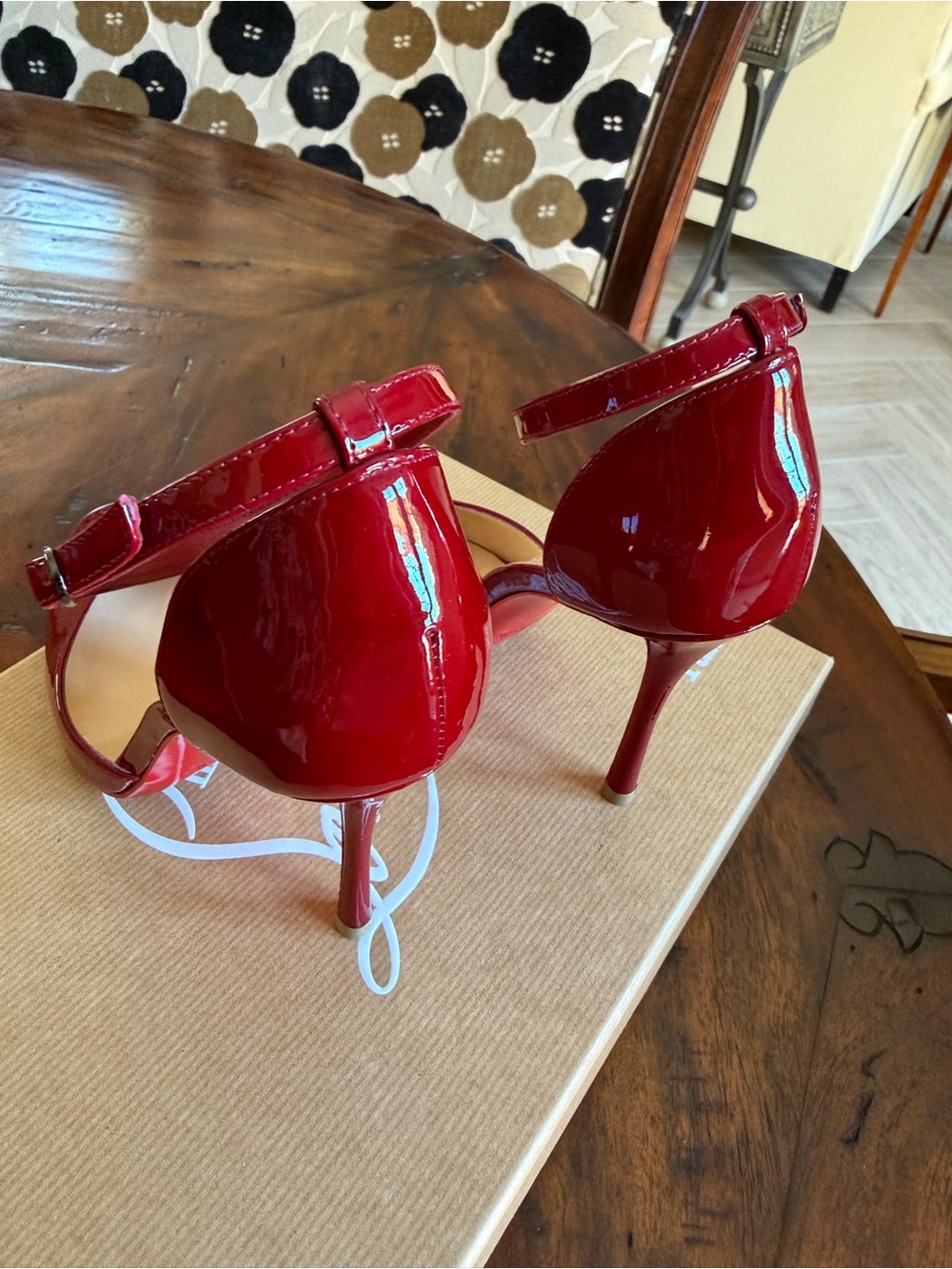 Christian Louboutin Candy Cherry Red Patent Leather Ankle-Strap Pumps - Picture 5 of 14